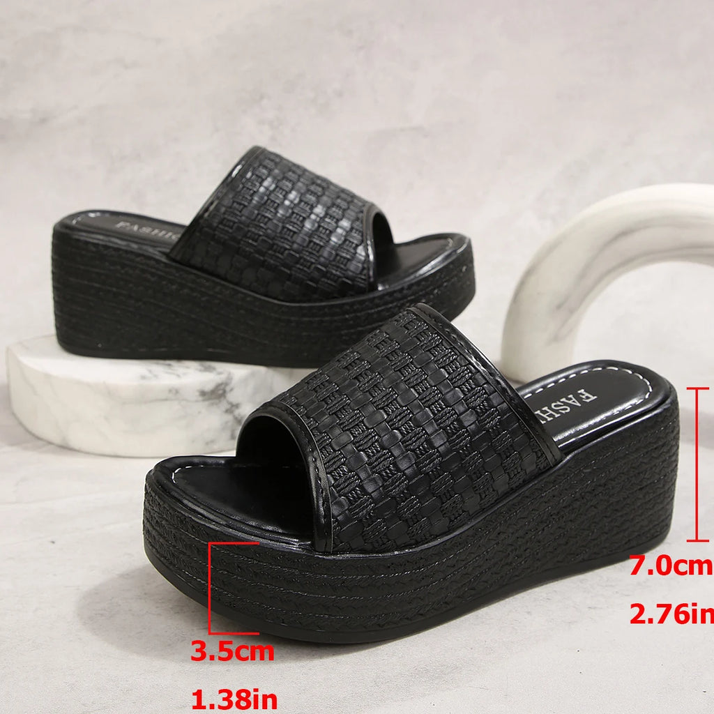 Sandales compensées tissées pour femme