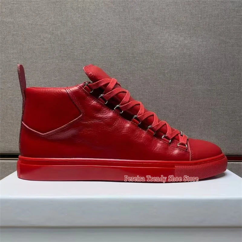 Leather High Top Casual Sneakers