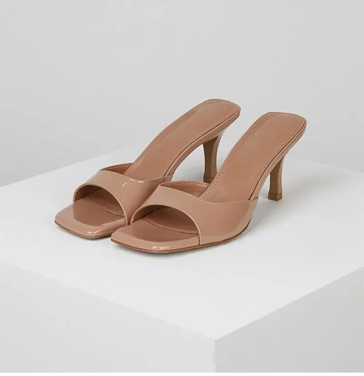 Summer Women Sandals 2026 Fashion Square Toe Ladies Slippers Open Toe Luxury Dress High Heels Sexy Casual Prom Sandals for Women