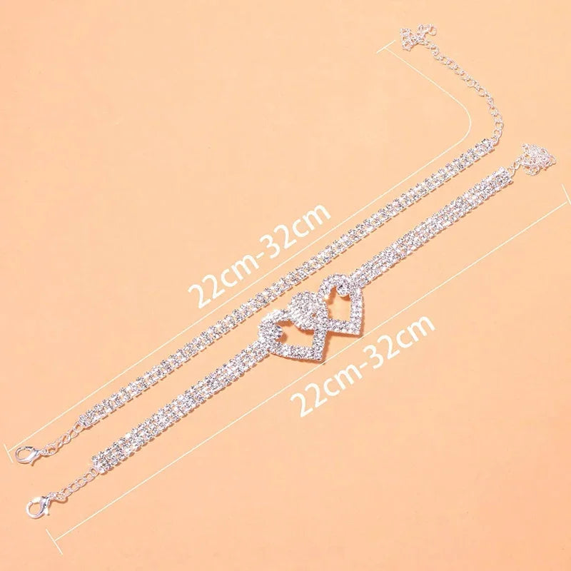Chaîne de cheville de luxe pour femmes avec strass – Bracelet de cheville brillant pour mariage et soirée