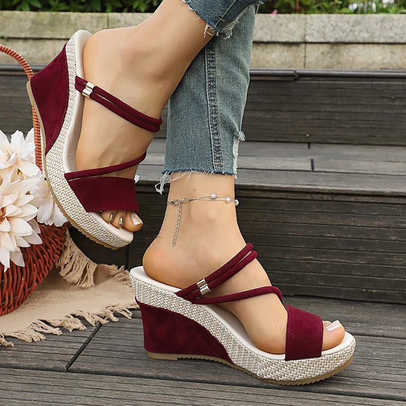 Vintage Chunky Wedges Sandals Women 2026 Summer Slip On Platform Sandalias Mujer Lightweight Plus Size 43 Rome Sandals Woman