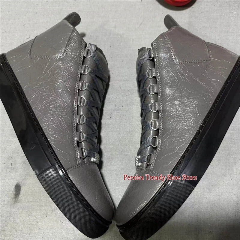 Leather High Top Casual Sneakers