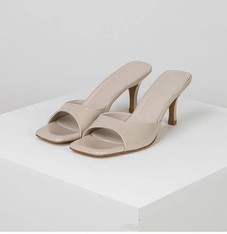 Summer Women Sandals 2026 Fashion Square Toe Ladies Slippers Open Toe Luxury Dress High Heels Sexy Casual Prom Sandals for Women