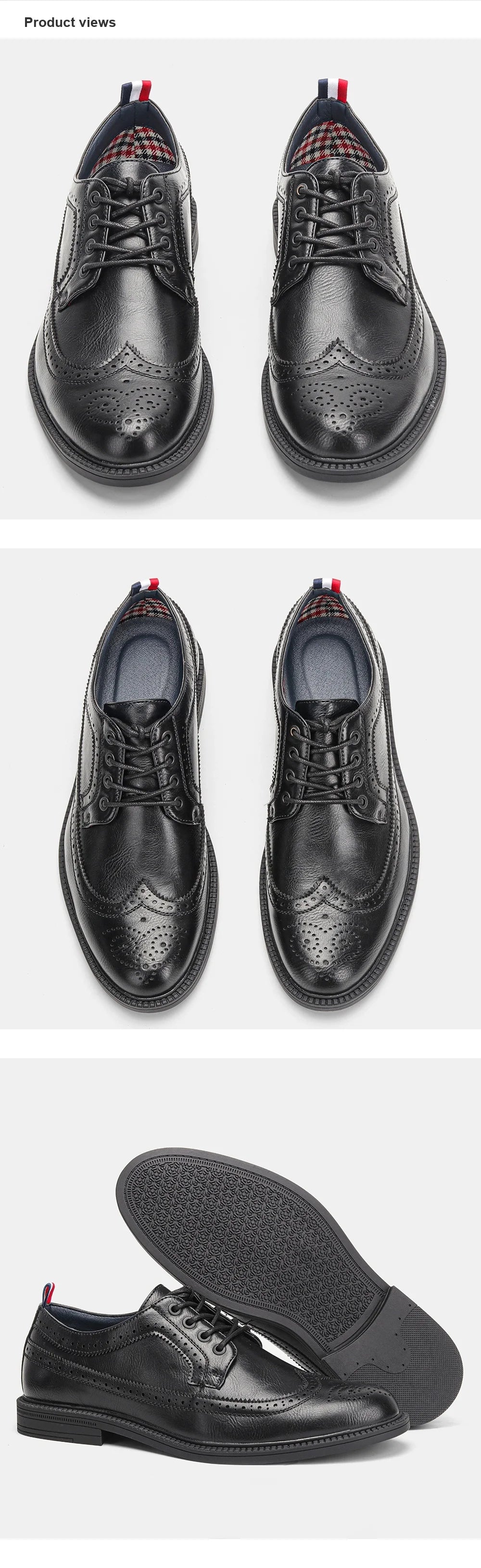 Classic Brogue Leather Dress Shoes