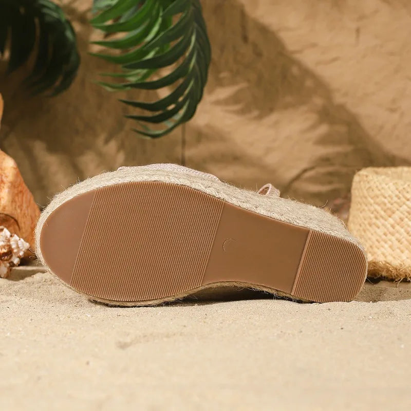 2026 Summer Women Bohemian Wedges Sandals Shoes High Heels Ankle Strap Modern Sandals Platform Casual Comfort Espadrilles Shoes