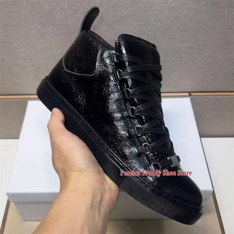 Leather High Top Casual Sneakers
