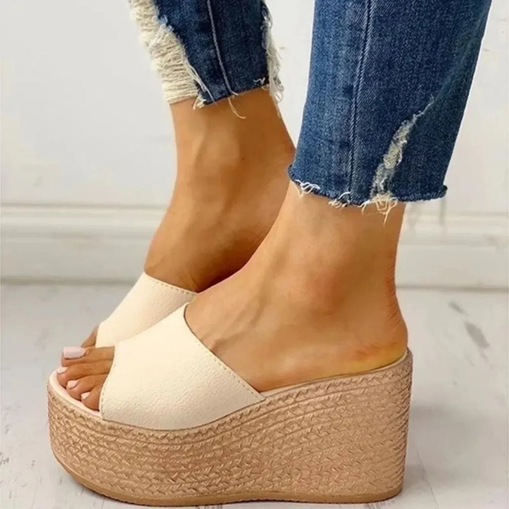 Mules compensées peep-toe pour femme – Sandales décontractées à talons hauts 2026