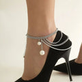 Chaîne multicouche femme, talon haut, bracelet de cheville – Bijoux de pied en strass pour la plage, idée cadeau