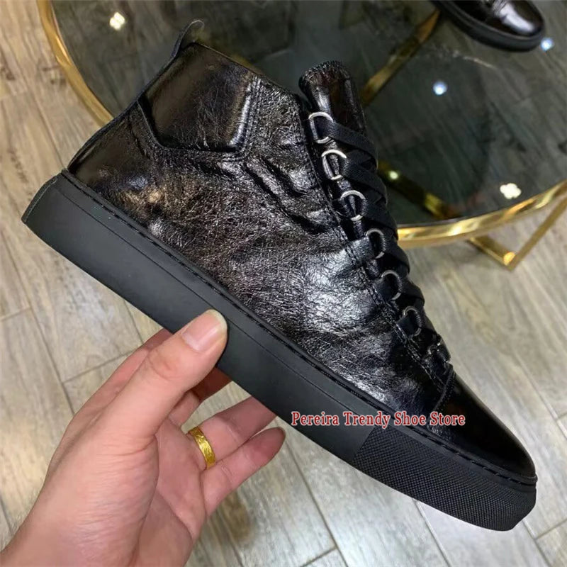 Leather High Top Casual Sneakers