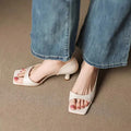 2026 Summer Women's High Heel Sandals Fashion SquareToe Leather Suitable for Office Wearing and Casual Outdoor Use Women's Shoes