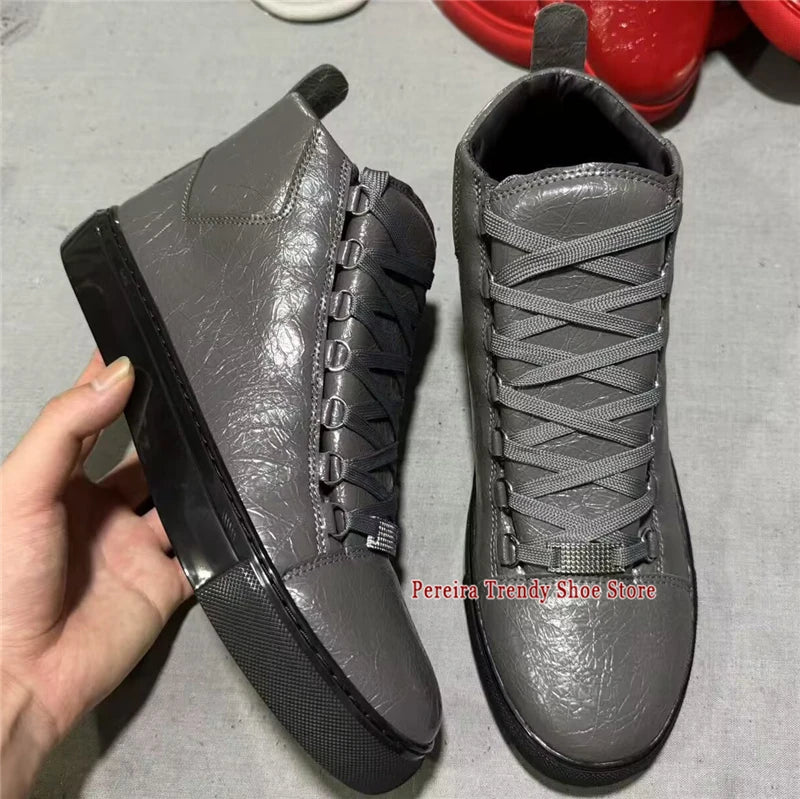 Leather High Top Casual Sneakers