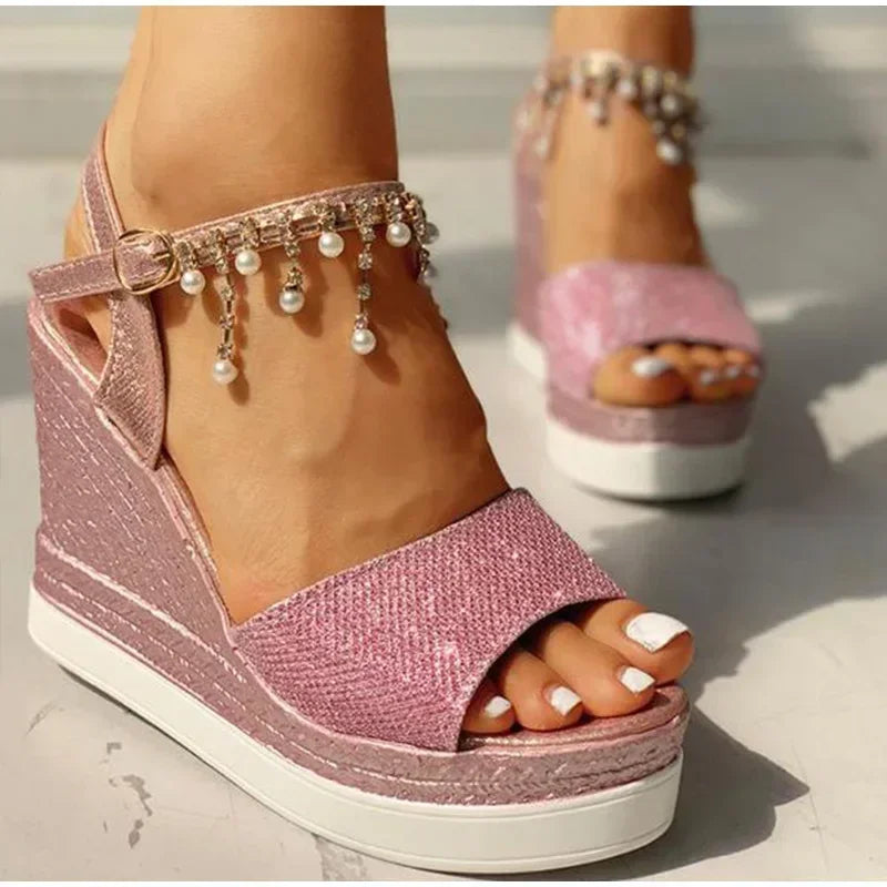 luxury 2026 Women Wedge Sandals Summer Platform Sandal Peep Toe Thick Bottom High-heeled Shoes Ladies Espadrilles Sandalias