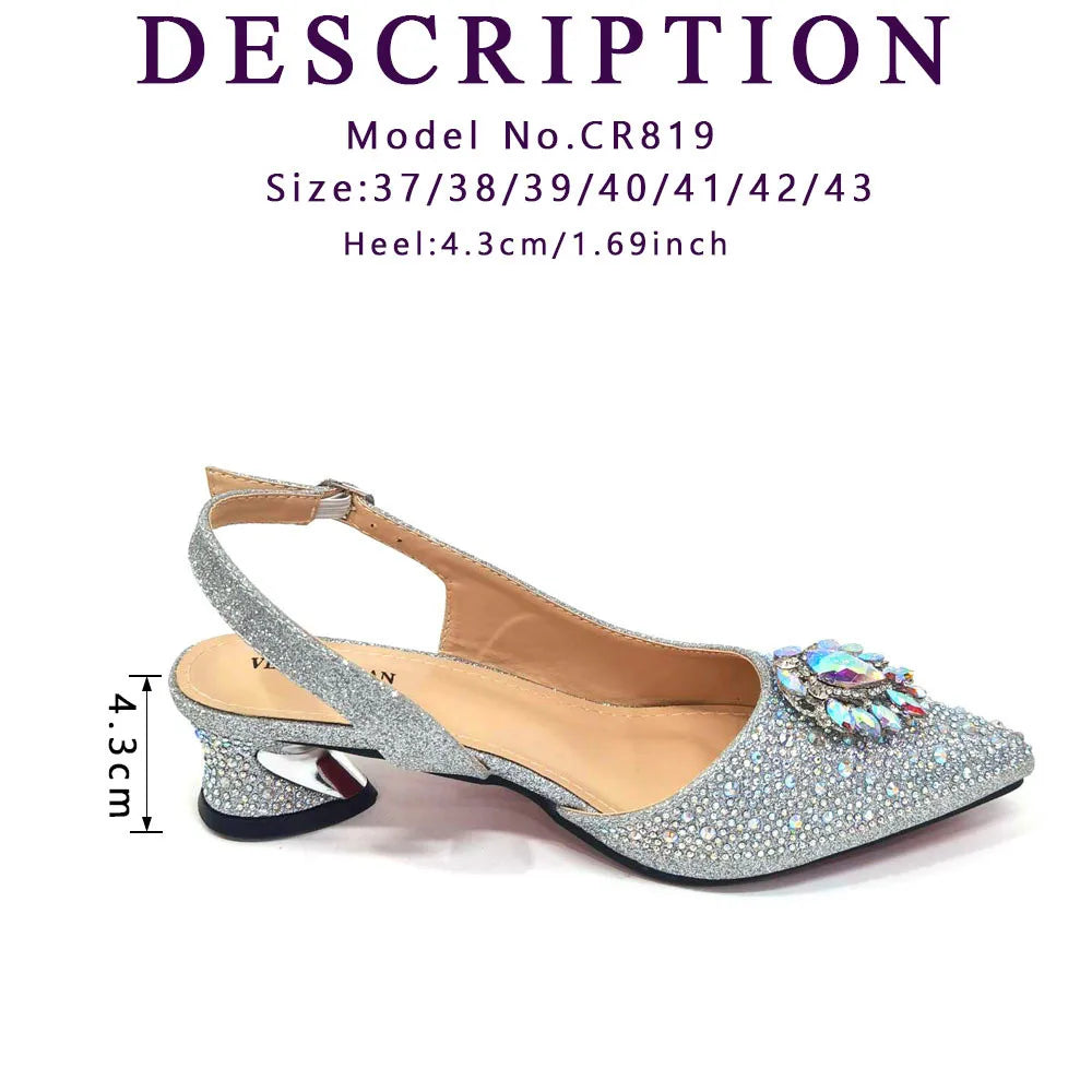 Sandals Woman Summer 2024 Hot Selling Design Pointed Toe Thin Heels Mature Ladies Shoes Matching Bag Set in Red Color