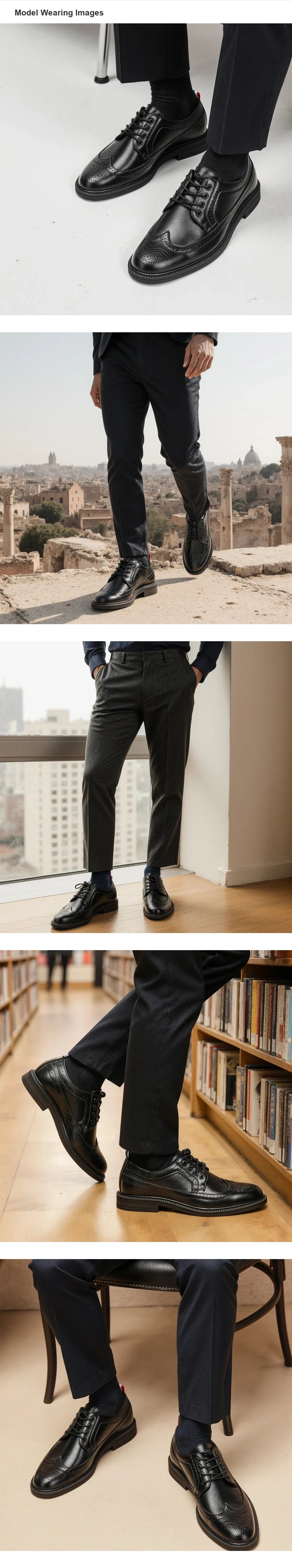 Classic Brogue Leather Dress Shoes
