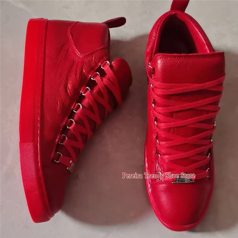 Leather High Top Casual Sneakers