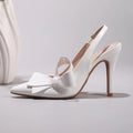 Sandales à talons hauts avec nœud pour femme – Chaussures élégantes de mariage/banquet en PU brillant à bout pointu 2026