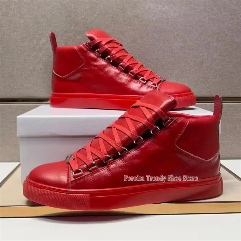 Leather High Top Casual Sneakers