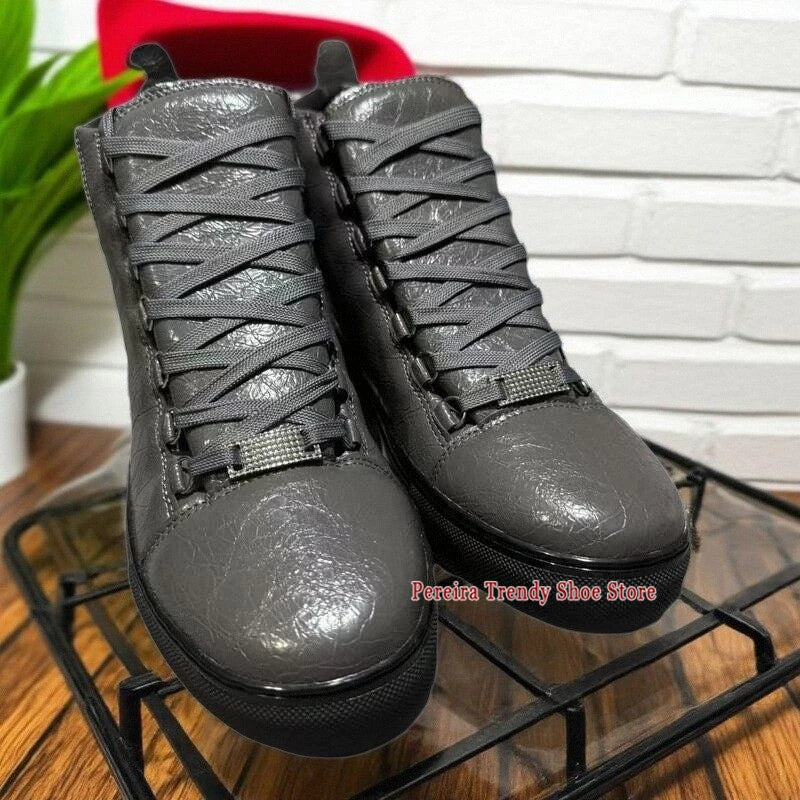 Leather High Top Casual Sneakers