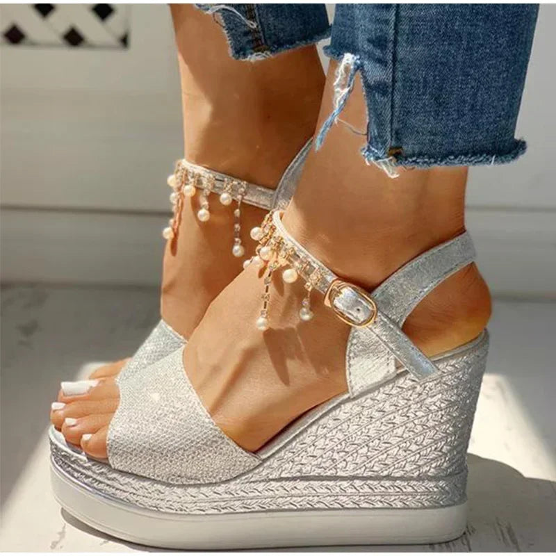 luxury 2026 Women Wedge Sandals Summer Platform Sandal Peep Toe Thick Bottom High-heeled Shoes Ladies Espadrilles Sandalias
