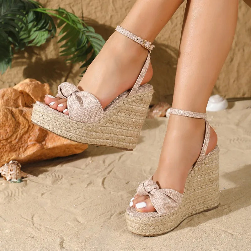 2026 Summer Women Bohemian Wedges Sandals Shoes High Heels Ankle Strap Modern Sandals Platform Casual Comfort Espadrilles Shoes