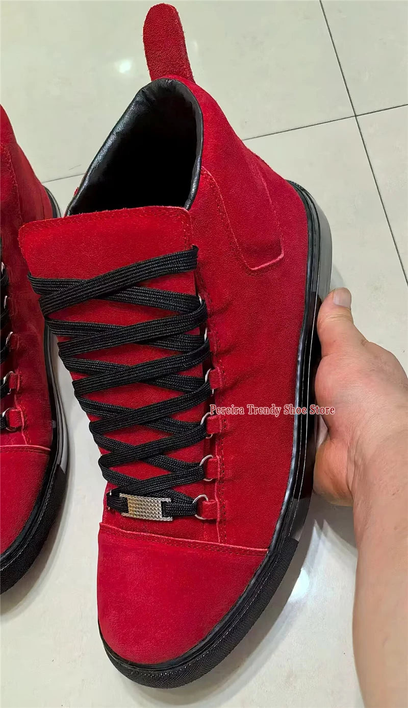 Leather High Top Casual Sneakers