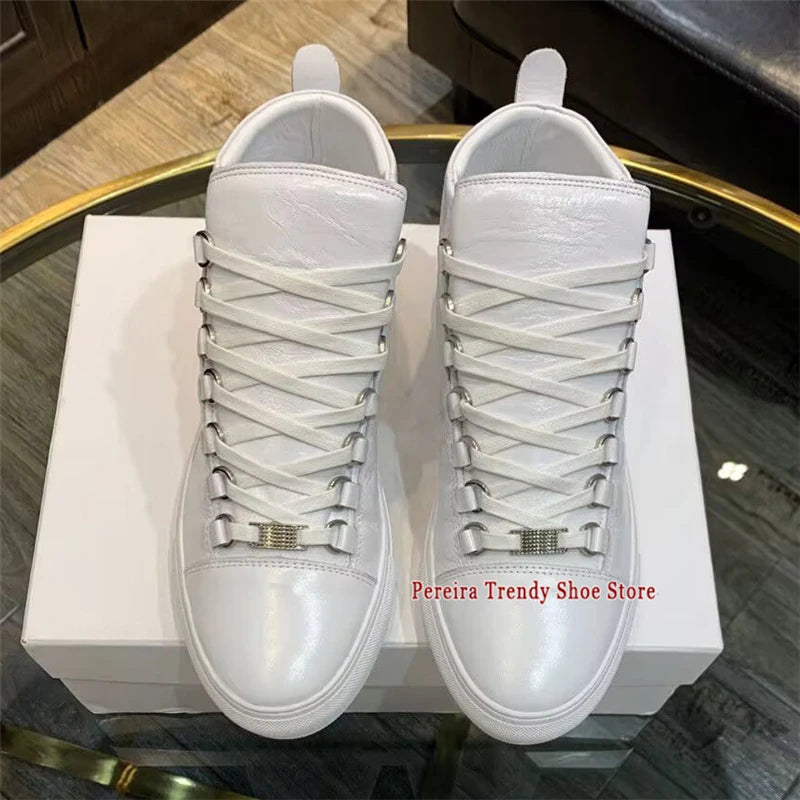 Leather High Top Casual Sneakers