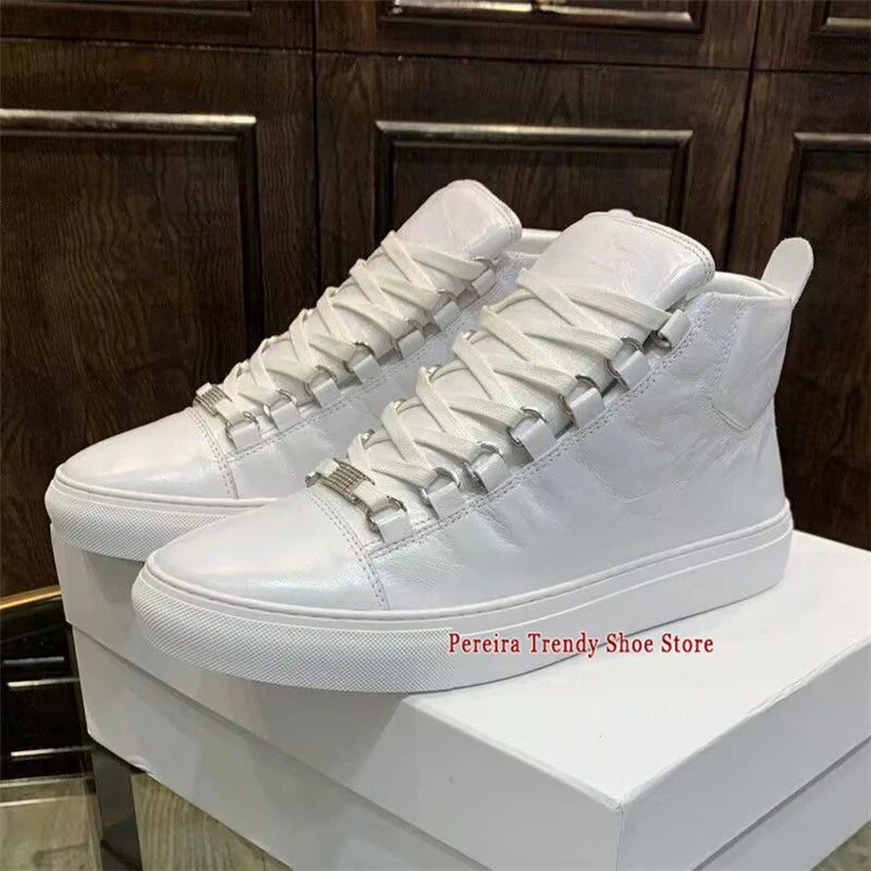 Leather High Top Casual Sneakers
