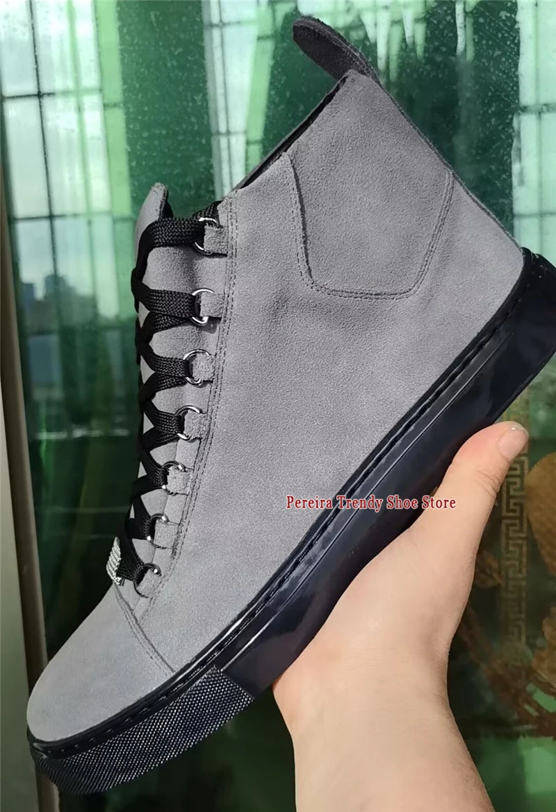 Leather High Top Casual Sneakers