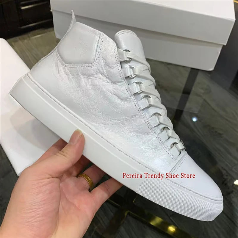 Leather High Top Casual Sneakers