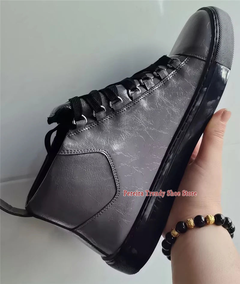 Leather High Top Casual Sneakers