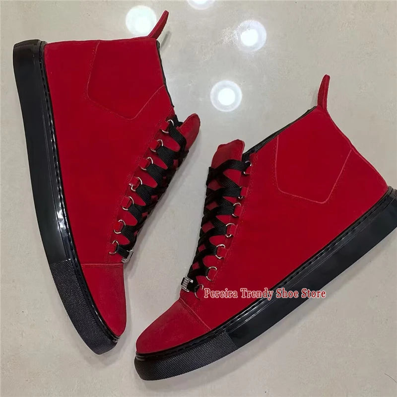 Leather High Top Casual Sneakers