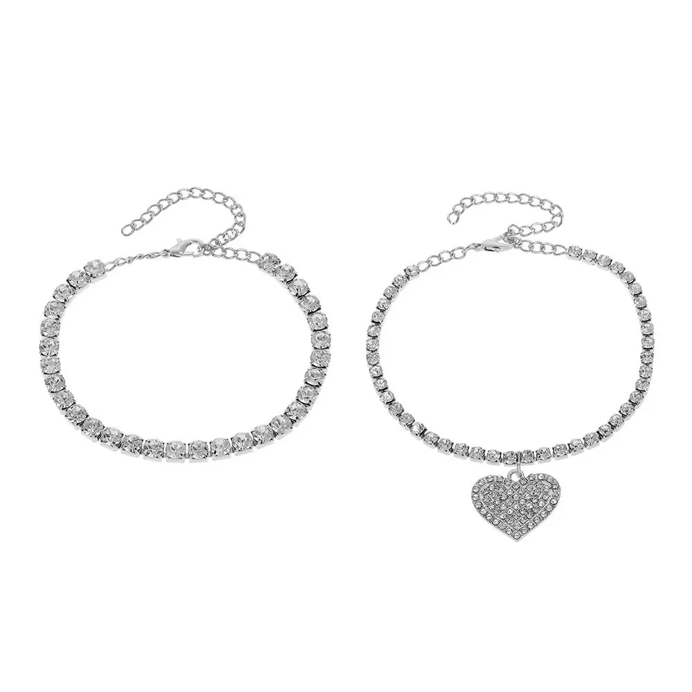 Chaîne de cheville de luxe pour femmes avec strass – Bracelet de cheville brillant pour mariage et soirée