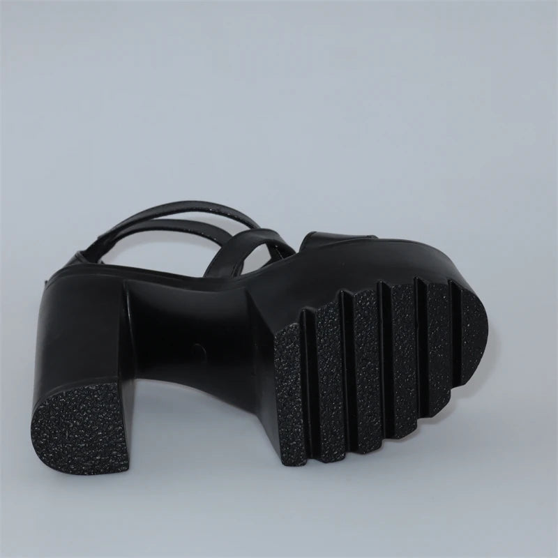 New 2024 Super High Heels Gladiator Sandals Ladies Summer 2026 Bandage Block Heel Platform Shoes for Office Model 41 42 43