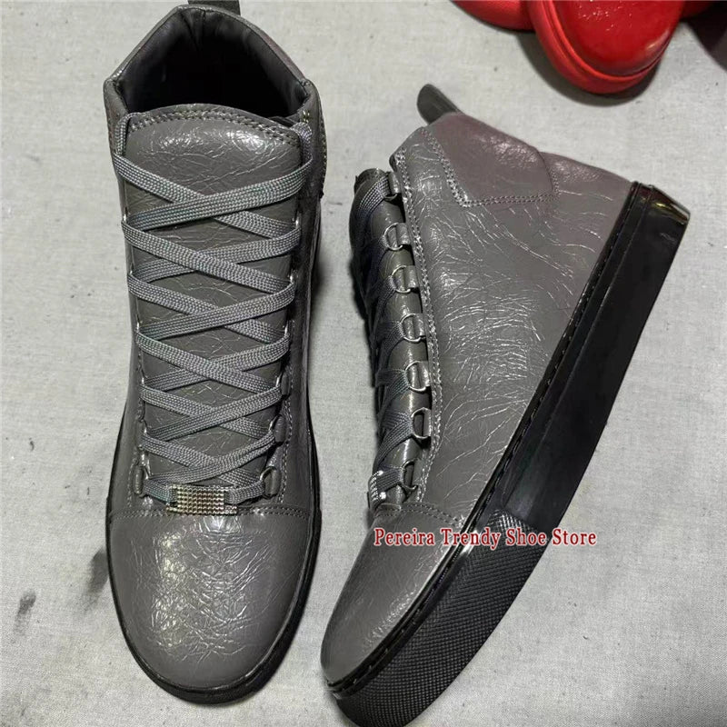 Leather High Top Casual Sneakers