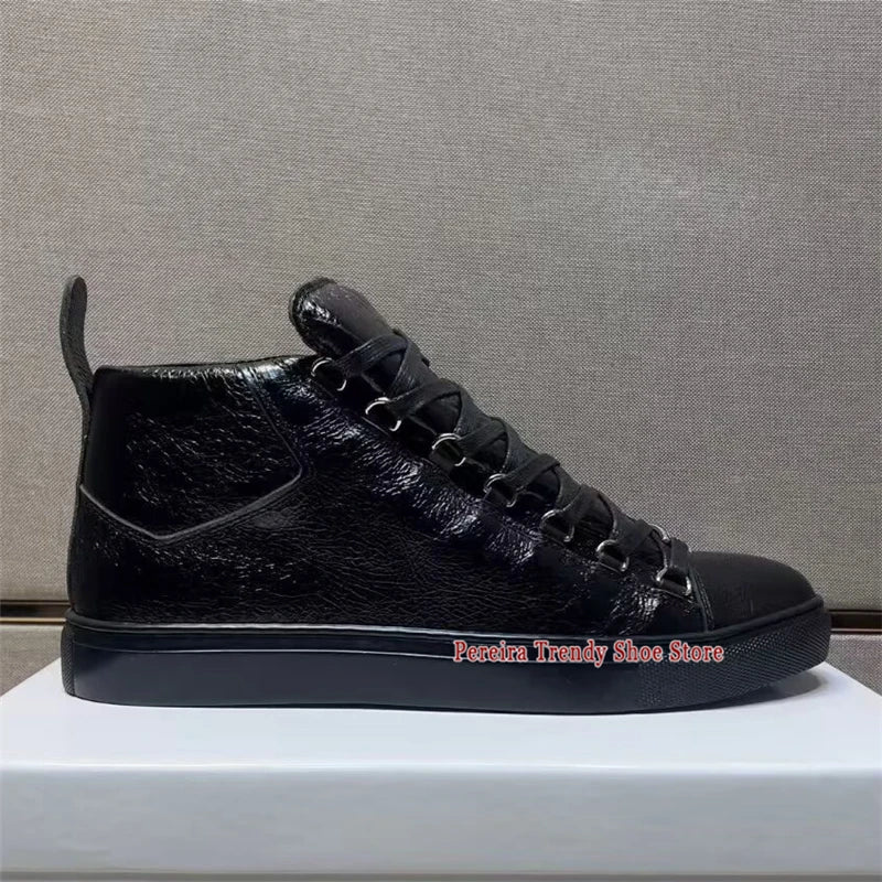 Leather High Top Casual Sneakers