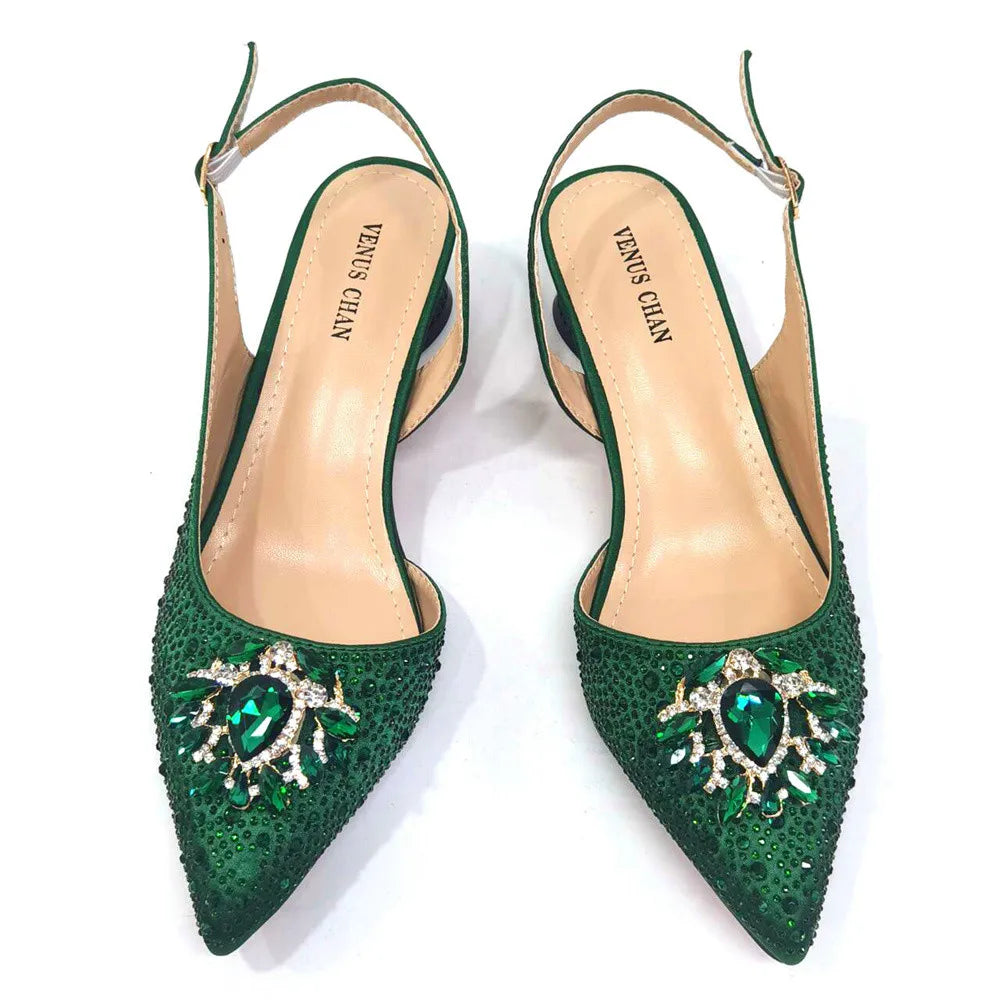 Sandals Woman Summer 2024 Hot Selling Design Pointed Toe Thin Heels Mature Ladies Shoes Matching Bag Set in Red Color