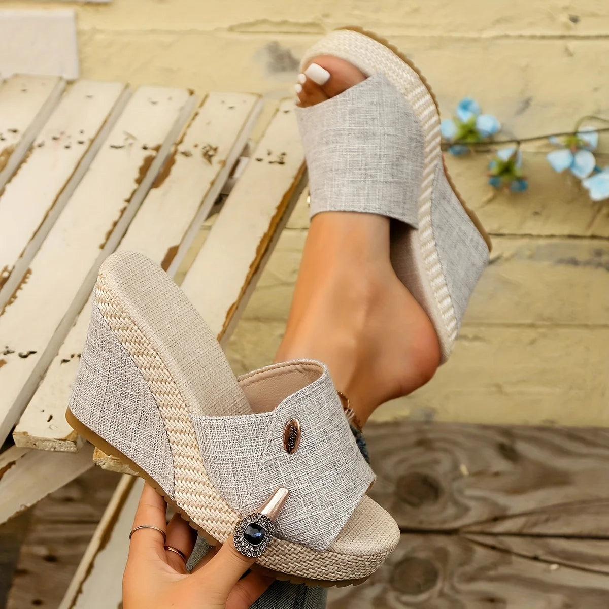 Slope Heel Summer Sandals