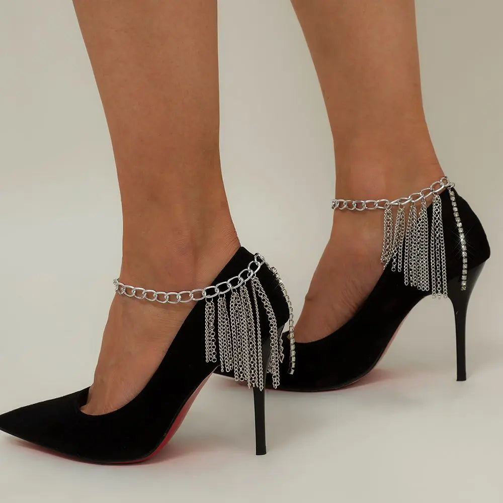 Chaîne multicouche femme, talon haut, bracelet de cheville – Bijoux de pied en strass pour la plage, idée cadeau