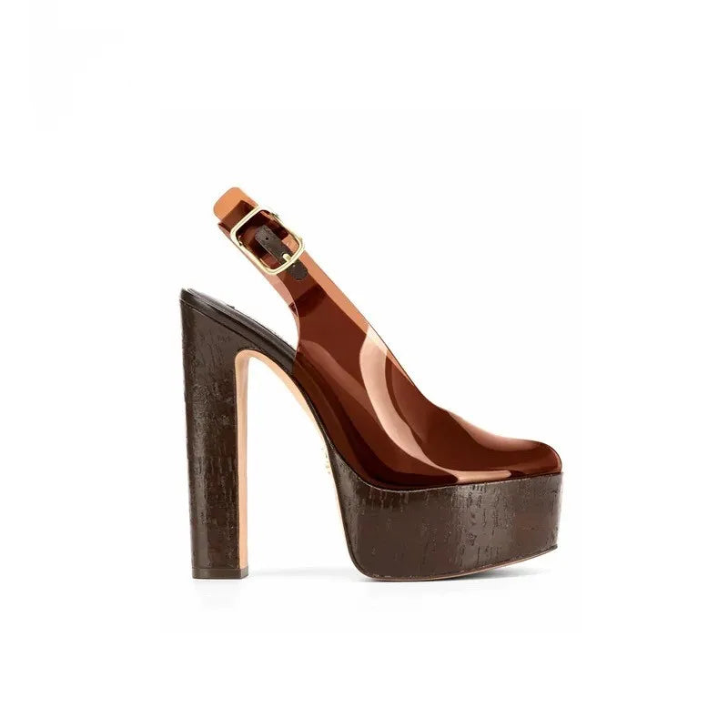 2026Women's Summer Thick Soled High-heeled Sandals, Fashionable Transparent Plus Size Women's 34-44 Plus Size Sandals