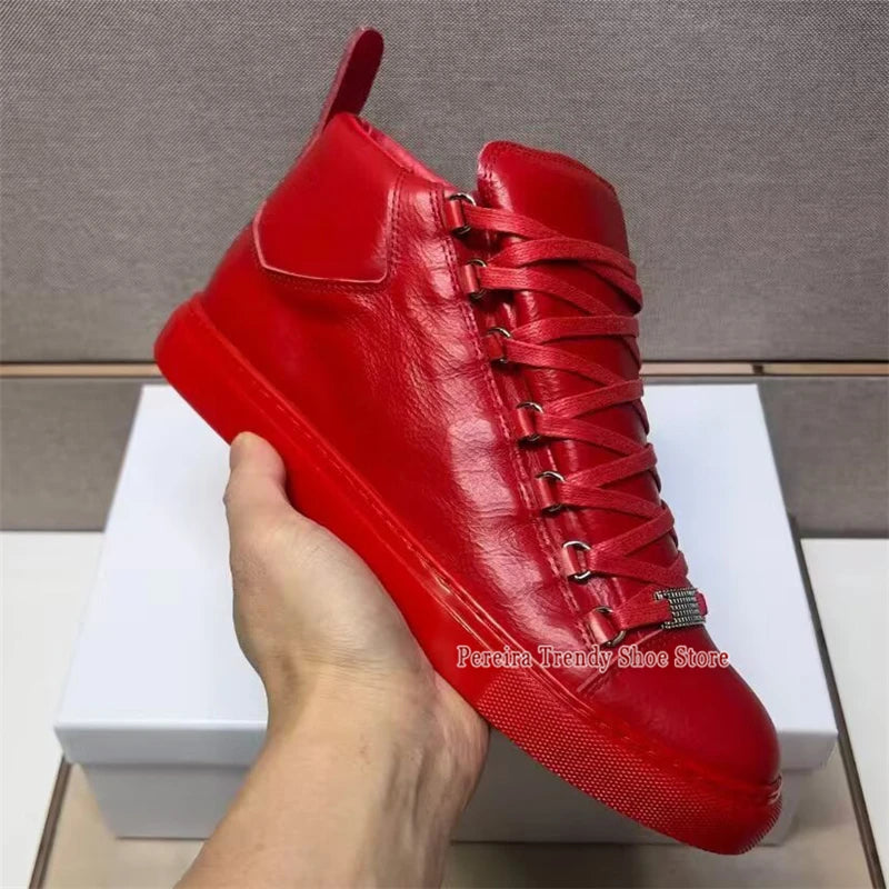 Leather High Top Casual Sneakers