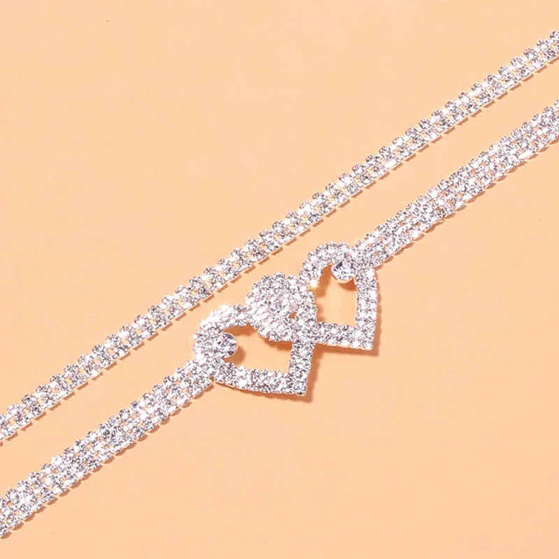Chaîne de cheville de luxe pour femmes avec strass – Bracelet de cheville brillant pour mariage et soirée