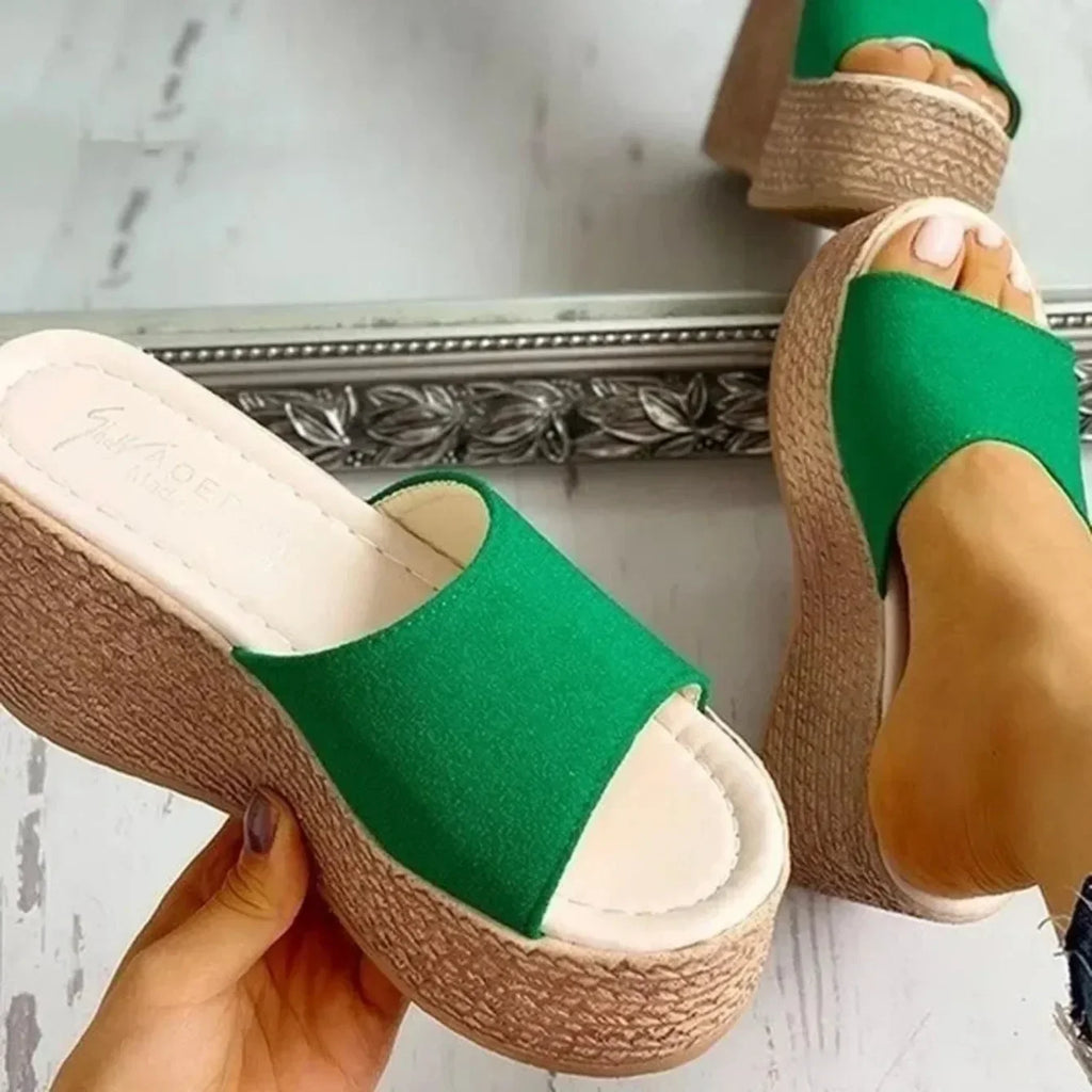 Mules compensées peep-toe pour femme – Sandales décontractées à talons hauts 2026