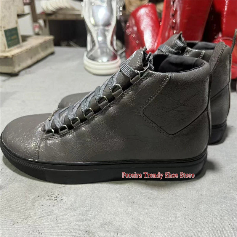 Leather High Top Casual Sneakers