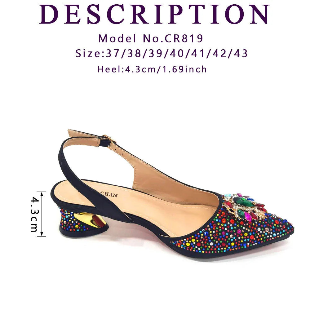 Sandals Woman Summer 2024 Hot Selling Design Pointed Toe Thin Heels Mature Ladies Shoes Matching Bag Set in Red Color
