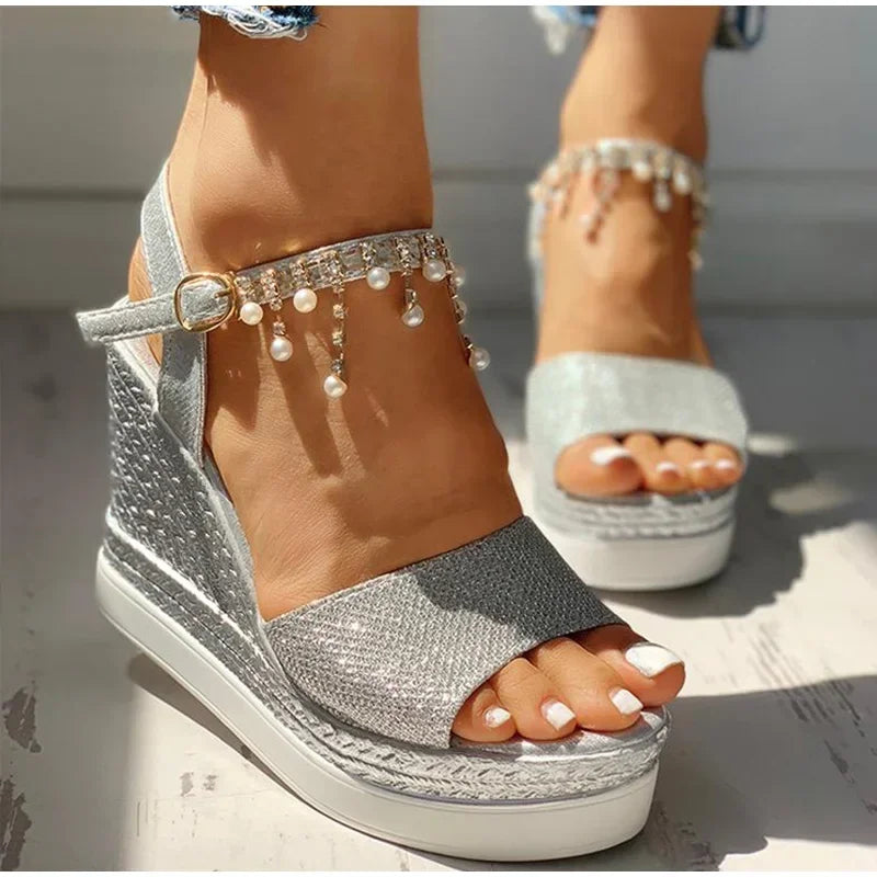 luxury 2026 Women Wedge Sandals Summer Platform Sandal Peep Toe Thick Bottom High-heeled Shoes Ladies Espadrilles Sandalias