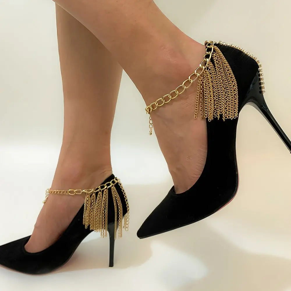 Chaîne multicouche femme, talon haut, bracelet de cheville – Bijoux de pied en strass pour la plage, idée cadeau