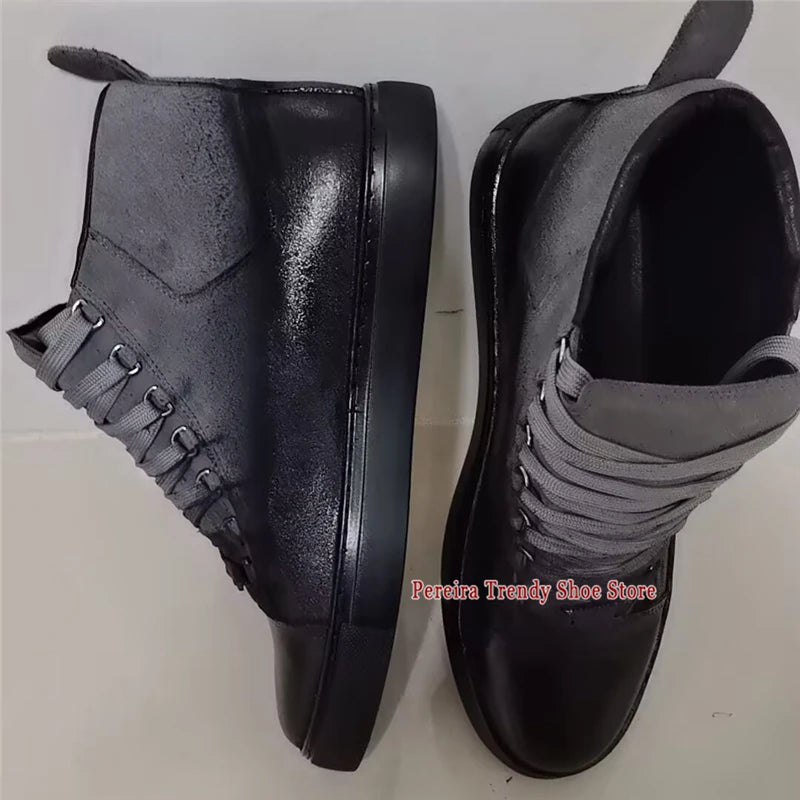 Leather High Top Casual Sneakers